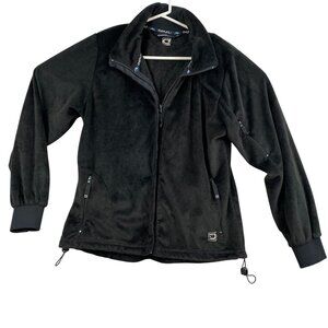 Dedali Womens Jacket Size XL Full-Zip Teddy Fleece Stand Collar Cozy Black